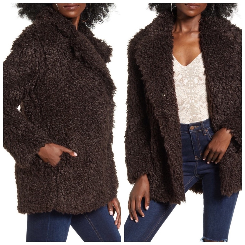 MURAL NORDSTROM Curly Faux Soft Shearling Teddy Sherpa Jacket Coat XS NWT